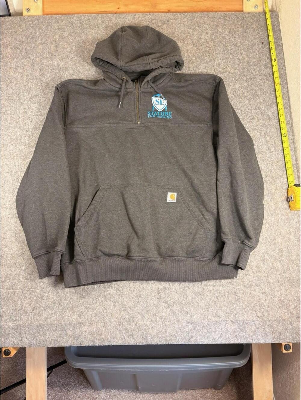 Carhartt Rain Defender Hoodie Gray 1/4 Zip Heavyweight Loose Fit Mens 2XL